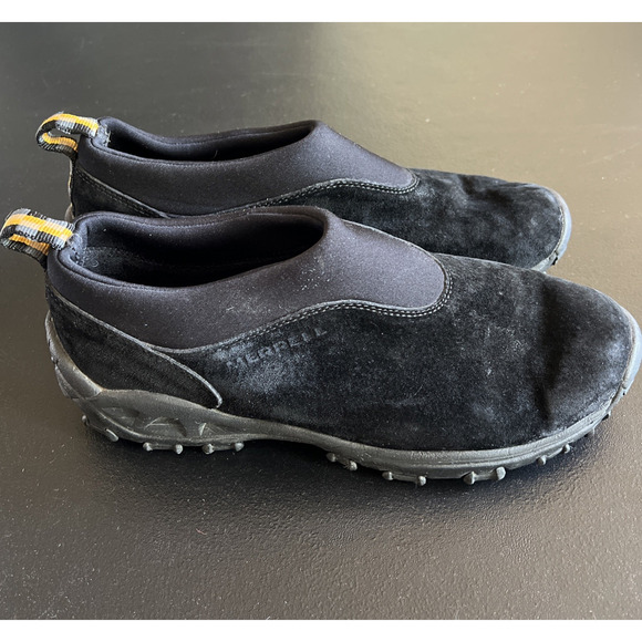 MERRELL Winter Moc Shoe Mens Size 10M Black Slip On Suede Casual Comfort - Picture 1 of 12
